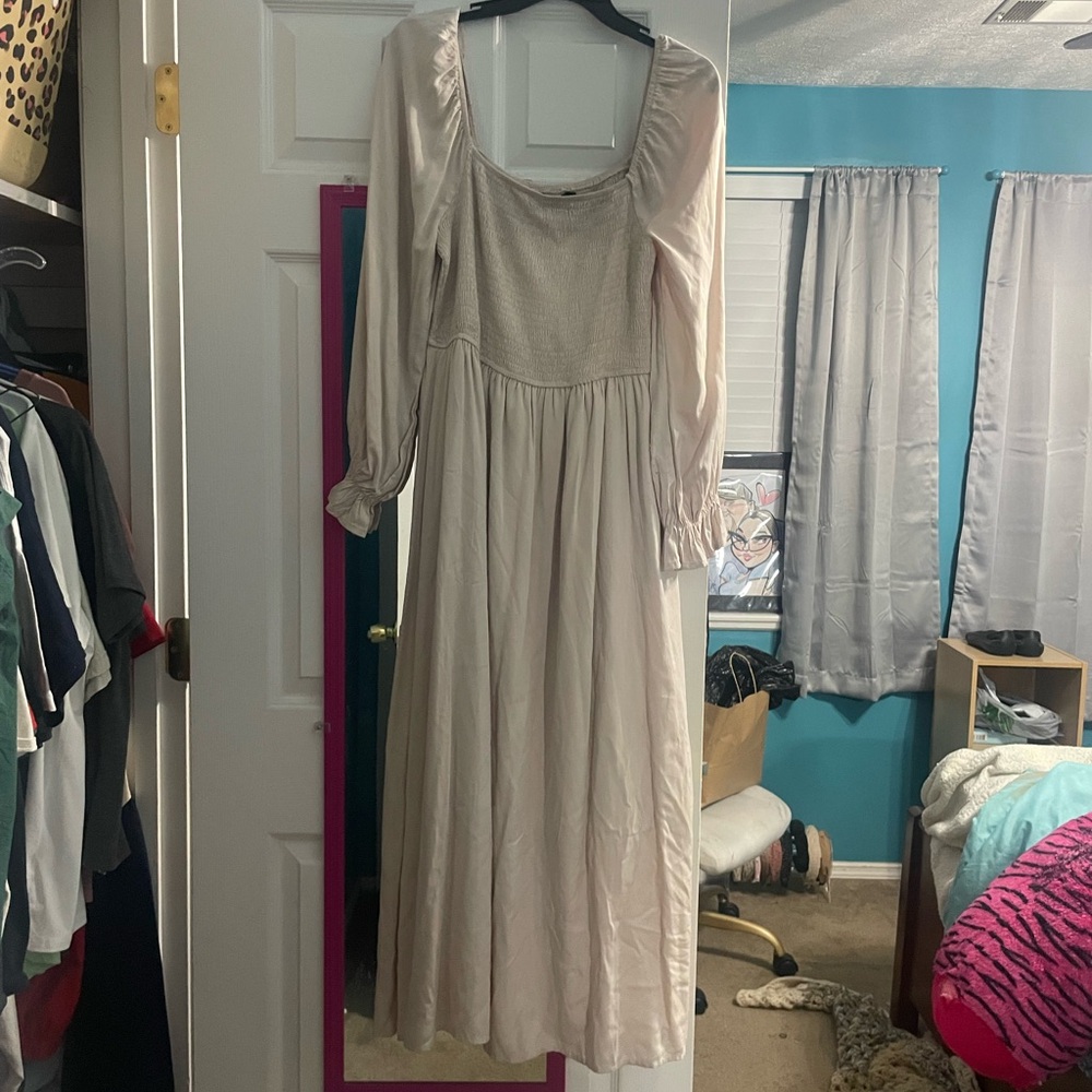 Cream  Sundress with Square Neck